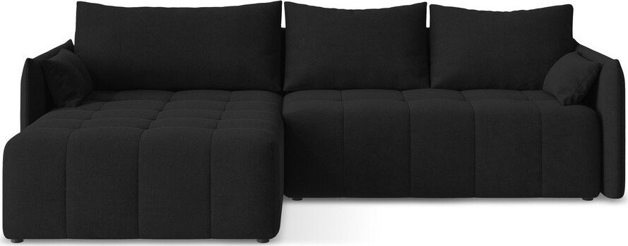 Černá rozkládací/s úložným prostorem rohová pohovka (levý roh/s lenoškou) Moku – Makamii