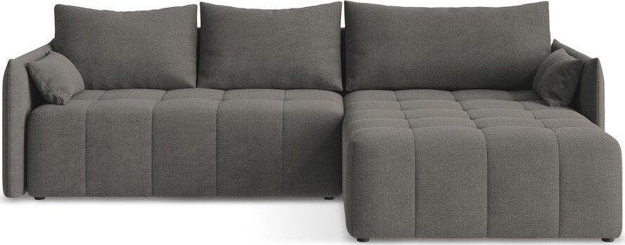 Tmavě šedá rozkládací/s úložným prostorem rohová pohovka (pravý roh/s lenoškou) Moku – Makamii