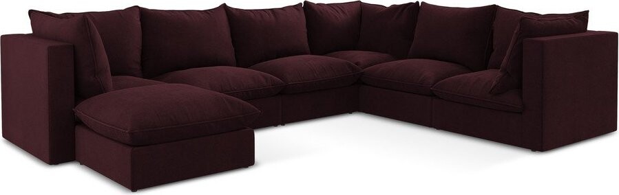 Vínová rohová pohovka (pravý roh/do