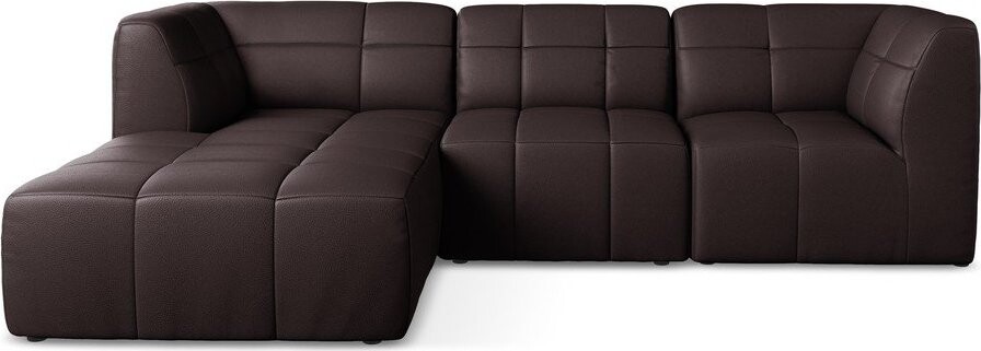 Tmavě fialová rohová pohovka z imitace kůže (levý roh/s lenoškou) Aloha – Makamii