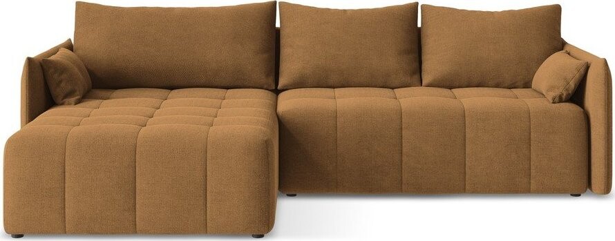 Rozkládací/s úložným prostorem rohová pohovka v terakotové barvě (levý roh/s lenoškou) Moku – Makamii