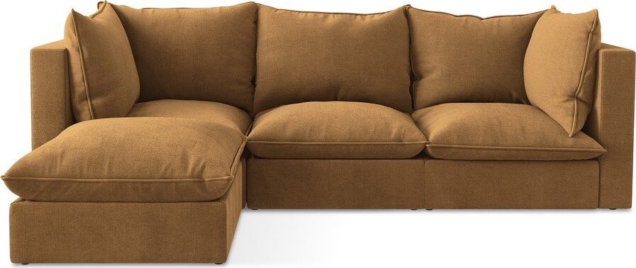 Rohová pohovka v terakotové barvě (levý roh/s lenoškou) Manao – Makamii