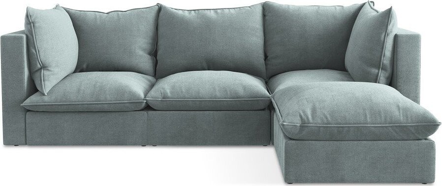 Modrá rohová pohovka (pravý roh/s lenoškou) Manao – Makamii