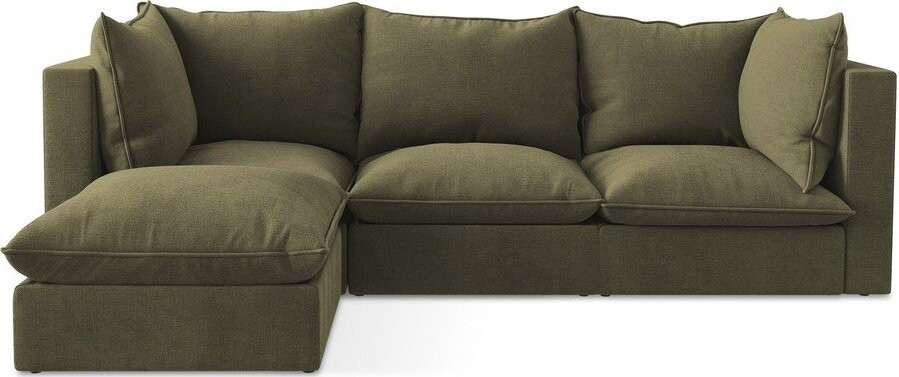 Khaki rohová pohovka (levý roh/s lenoškou) Manao – Makamii