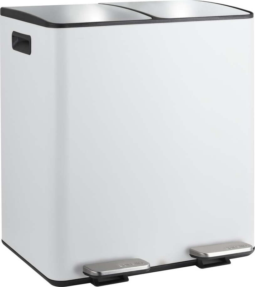 Matně bílý ocelový odpadkový koš 2x20 l na tříděný odpad/nášlapný Aliya – Spirella