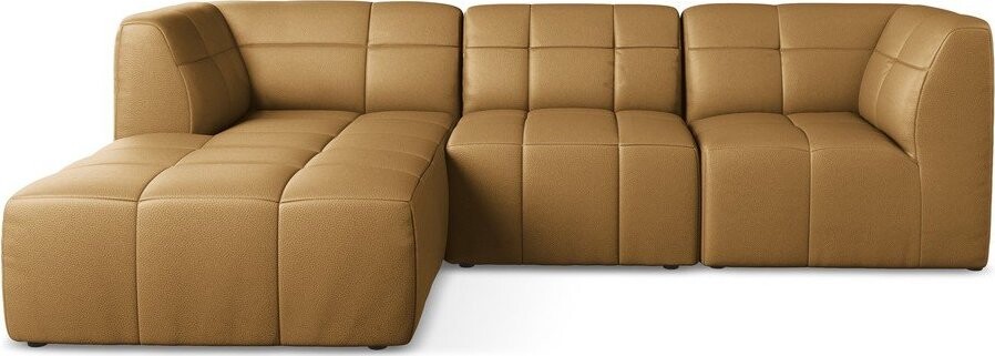 Hnědá rohová pohovka z imitace kůže (levý roh/s lenoškou) Aloha – Makamii