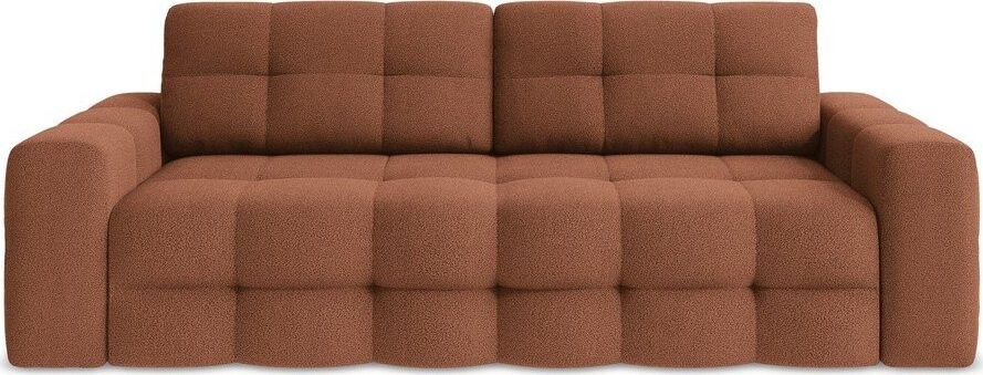 Rozkládací pohovka z textilie bouclé v terakotové barvě 255 cm Milu – Makamii