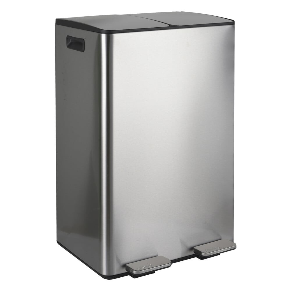 Ocelový odpadkový koš 2x30 l na tříděný odpad/nášlapný v matně stříbrné barvě Aliya – Spirella