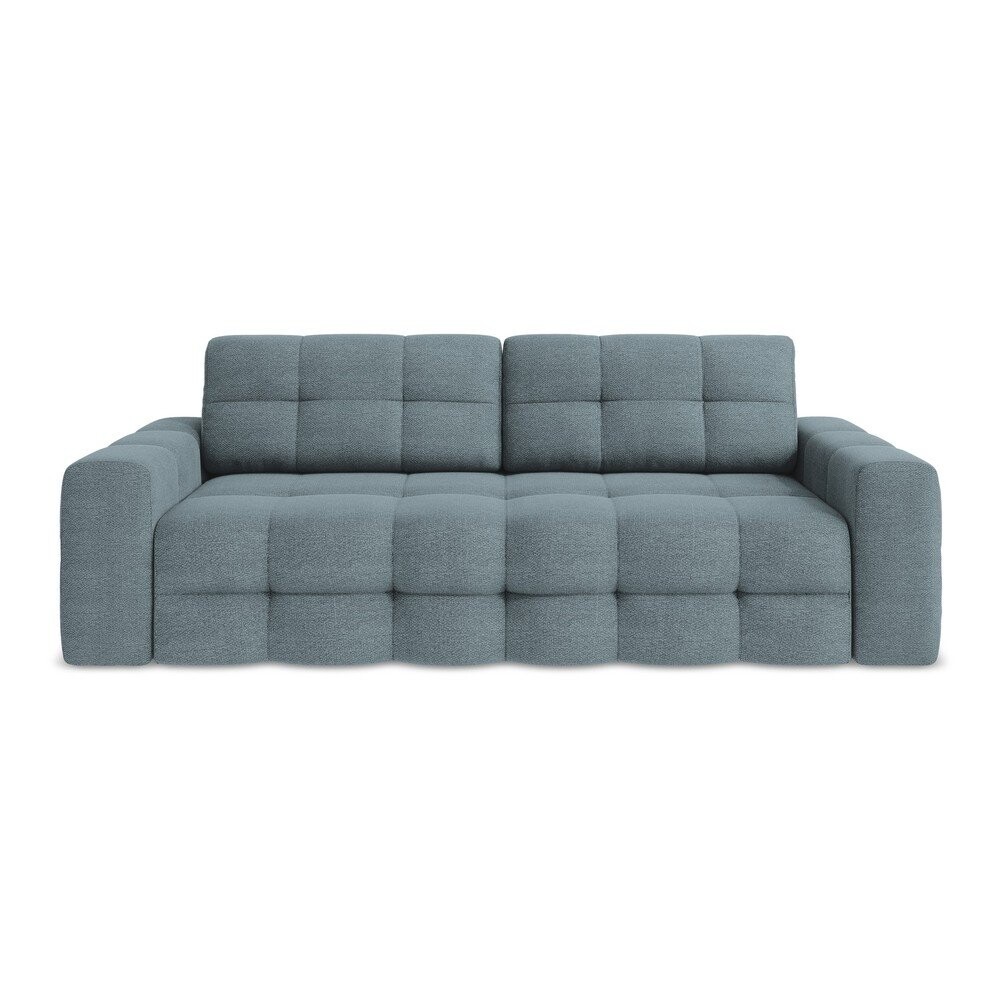 Modrá rozkládací pohovka z textilie bouclé 255 cm Milu – Makamii