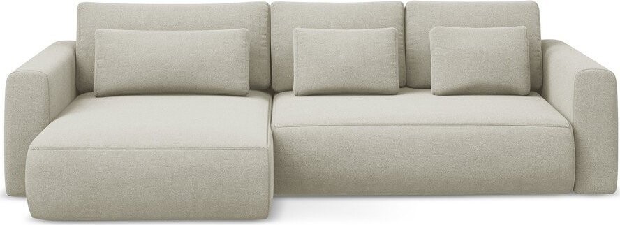 Béžová rozkládací/s úložným prostorem rohová pohovka (levý roh/s lenoškou) Kapua – Makamii