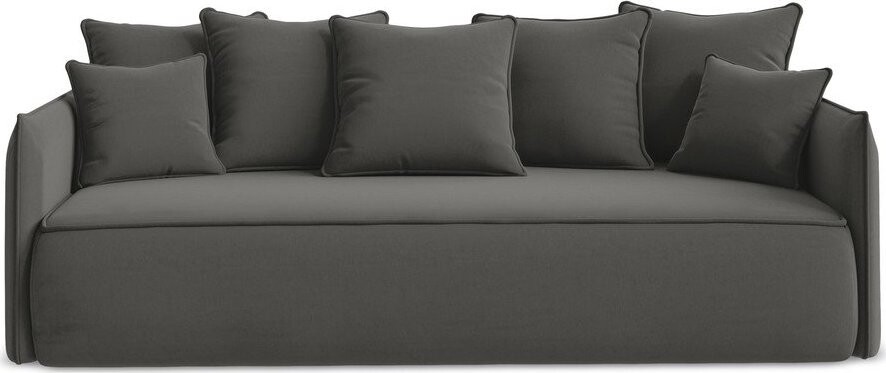 Tmavě šedá sametová rozkládací/s úložným prostorem pohovka 225 cm Hula – Makamii