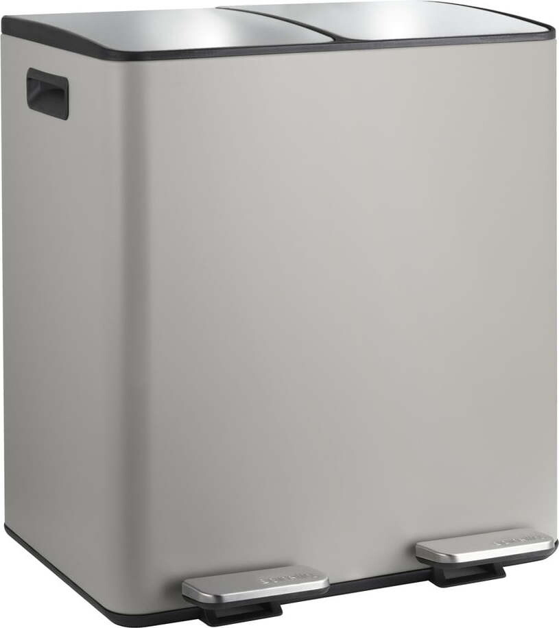 Taupe ocelový odpadkový koš 2x20 l na tříděný odpad/nášlapný Aliya – Spirella