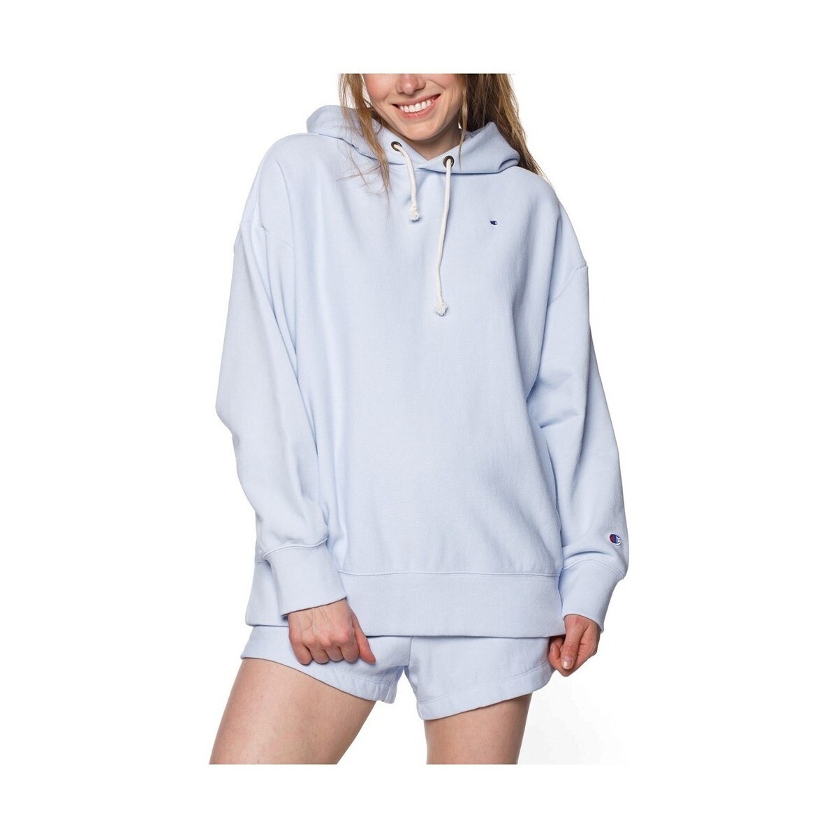 Champion  Wmns Hooded Small Logo  Modrá