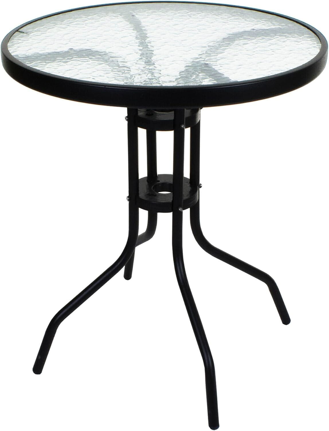 Kulatý zahradní stůl se skleněnou deskou ISLAND 60 cm, černý