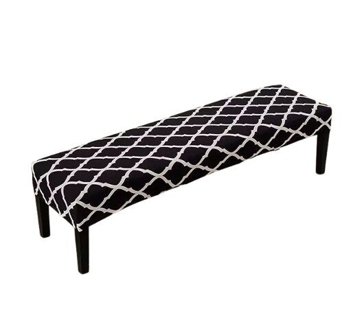 Elastický potah na lavici - Černý s bílým vzorem