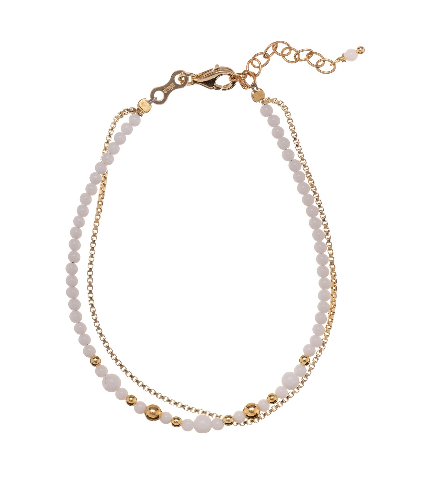 Alisia Dvojitý pozlacený náramek s bílým achátem AL2813.01.003