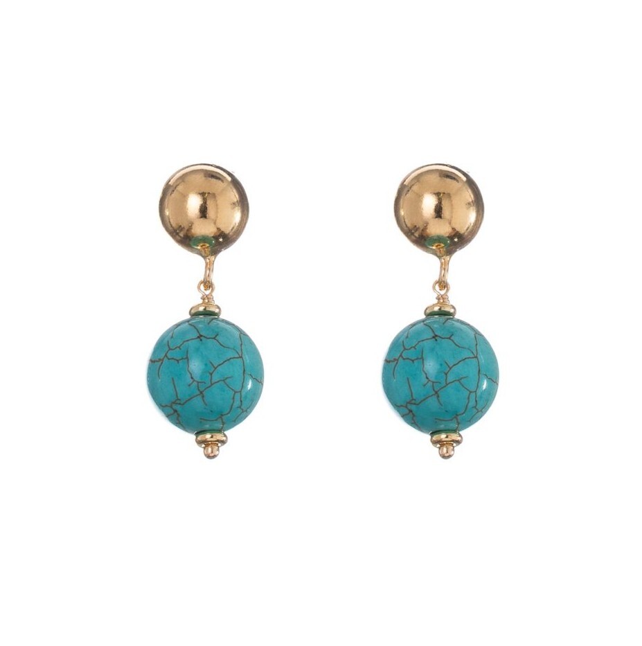 Alisia Visací pozlacené náušnice s tyrkysem AL5075.01.069