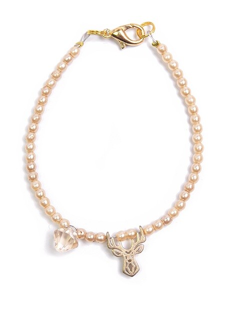 Deers Béžový korálkový mini náramek s jelínkem