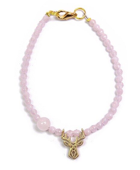 Deers Světle růžový korálkový mini náramek s růženínem