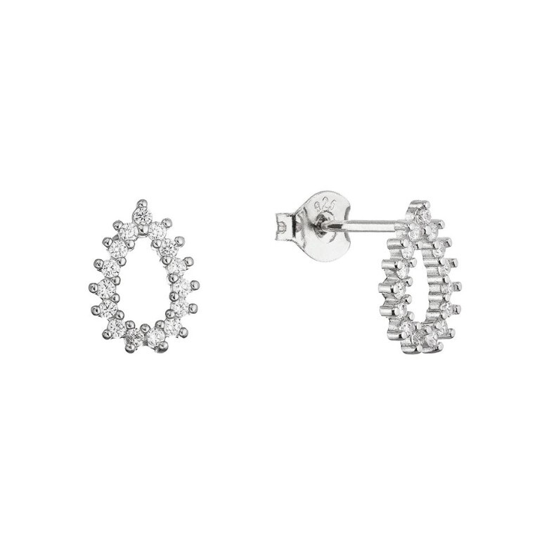 Evolution Group - Pavona Elegantní stříbrné visací náušnice Kapka se zirkony 11552.1