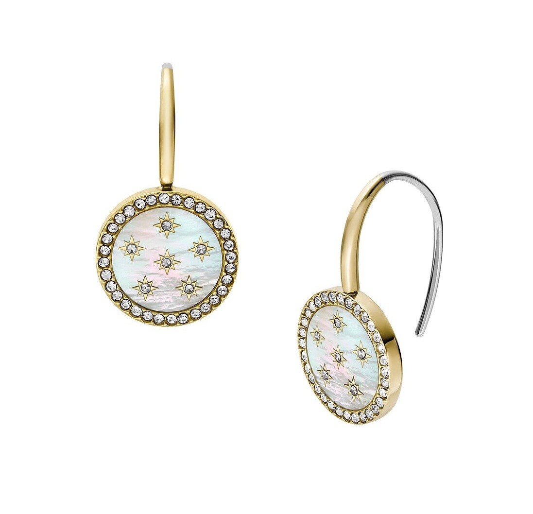 Fossil Visací pozlacené náušnice Classic Mother of Pearl JF04867710