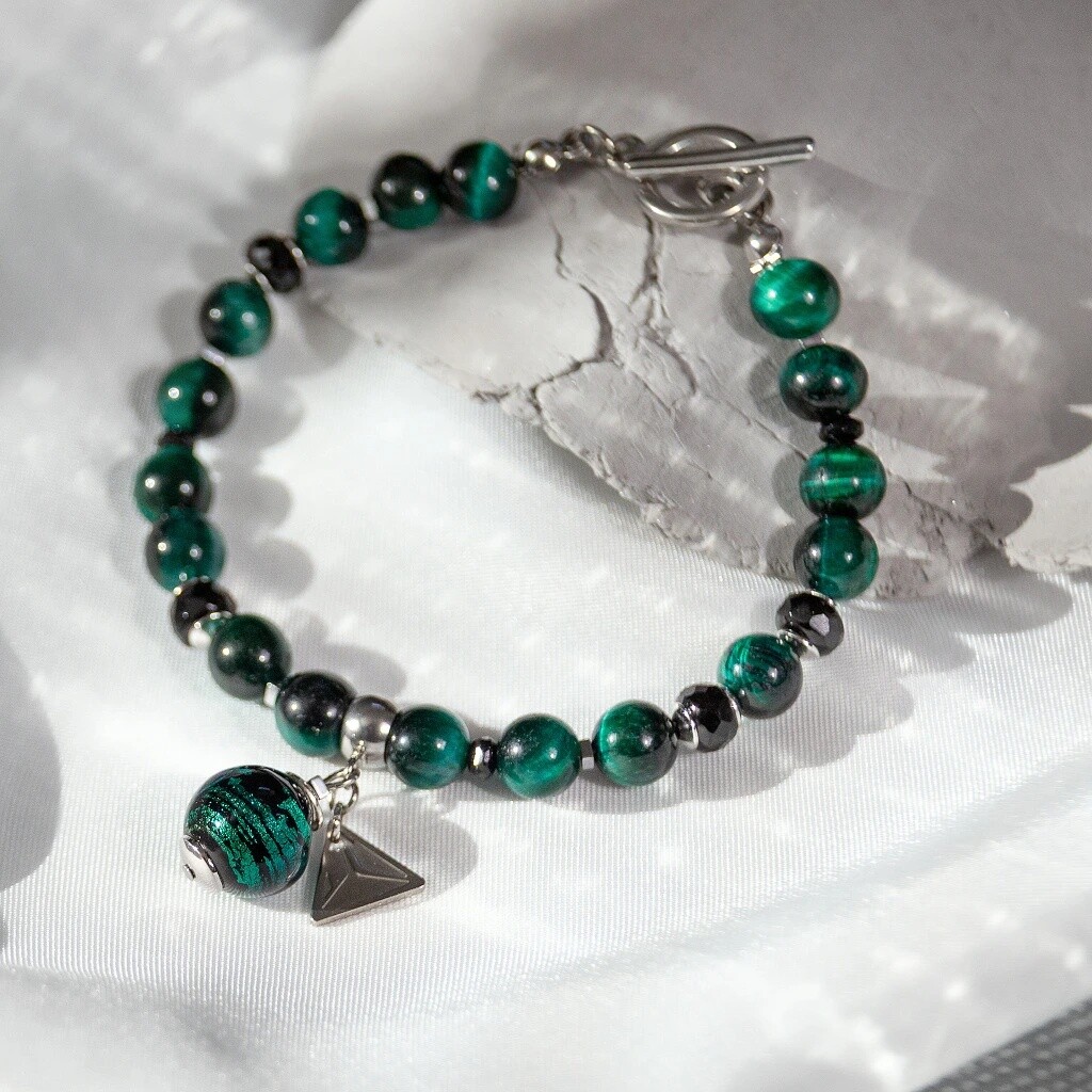 Lampglas Minerální náramek Fierce Predator s 24karátovým zlatem v perle Lampglas BTB14