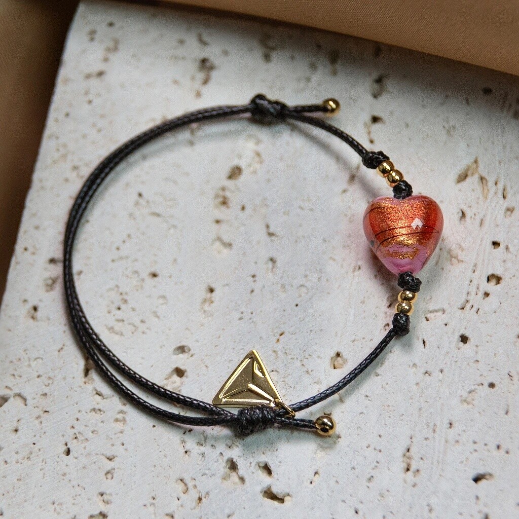 Lampglas Podmanivý náramek Blush Inferno Black s 24karátovým zlatem v perle Lampglas BLH56