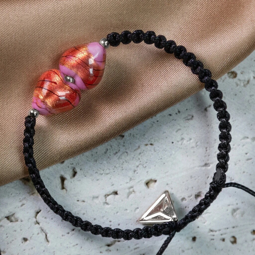 Lampglas Náramek Double Blush Inferno Black s 24karátovým zlatem v perlách Lampglas BLH-D-56