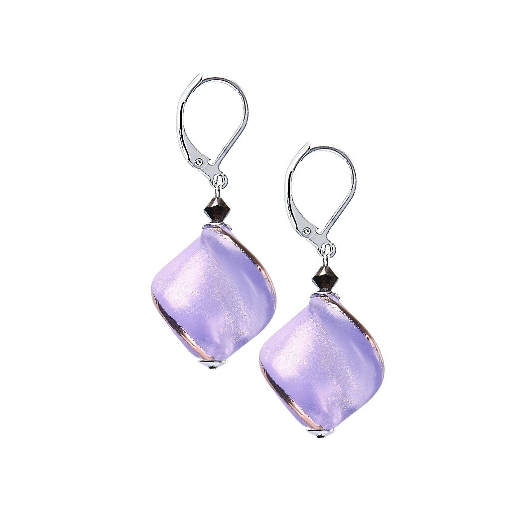 Lampglas Půvabné náušnice Hidden Passion s fialovou perlou Lampglas ECH3/CHI