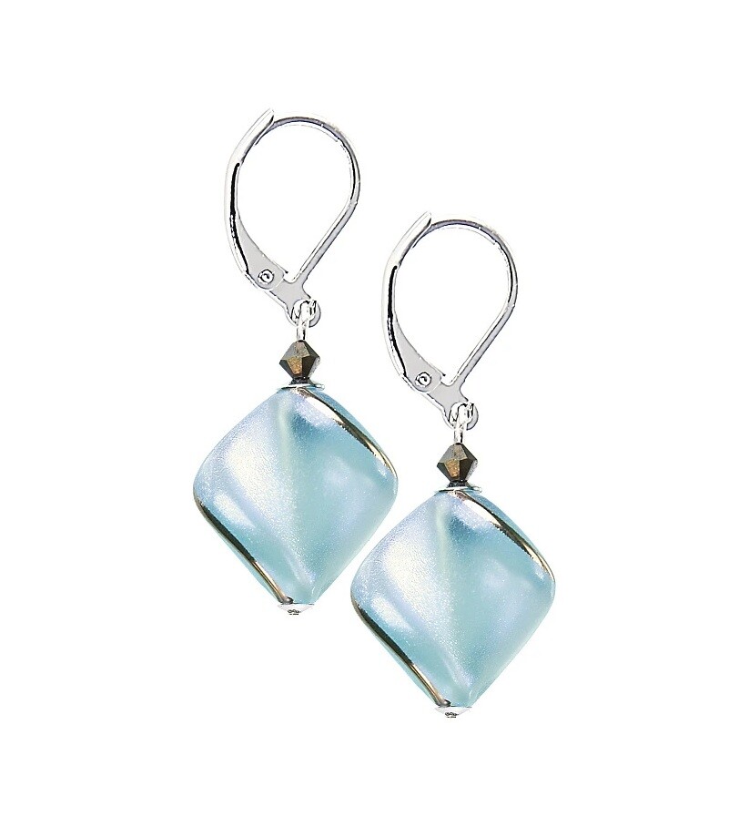 Lampglas Krásné náušnice Hidden Passion se světle modrou perlou Lampglas ECH4/CHI