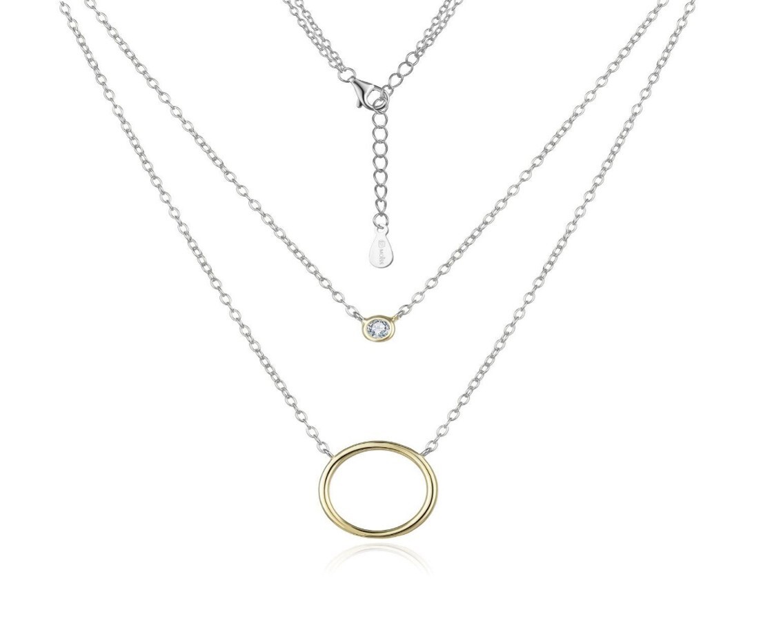 MOISS Dvojitý bicolor náhrdelník Kruhy N0000369