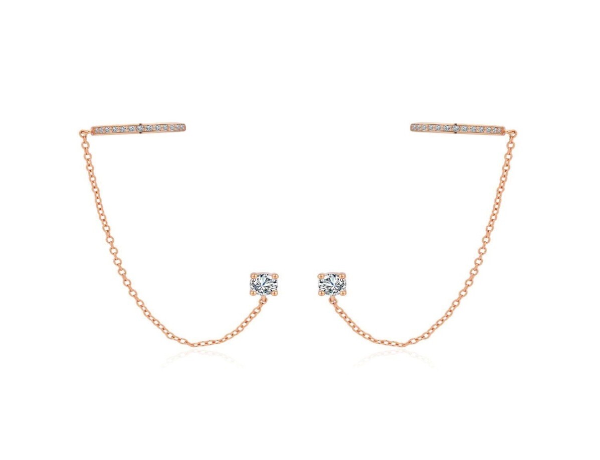 MOISS Dvojité řetízkové náušnice z pozlaceného stříbra E0004295