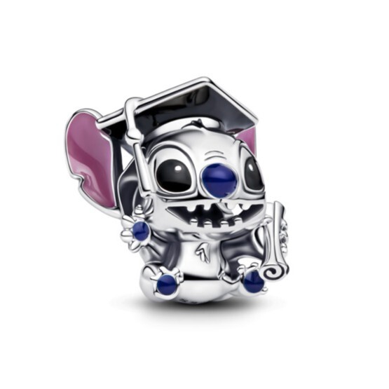 Pandora Stříbrný korálek Stitch s promoční čepicí 2025 Disney 793789C01