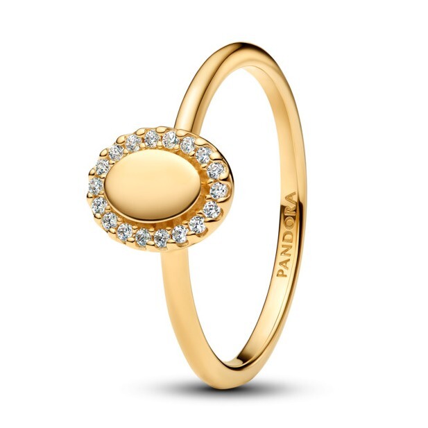 Pandora Elegantní pozlacený prsten Ovál s aureolou Shine 163800C01 50 mm