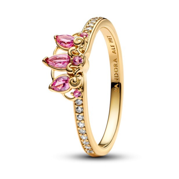 Pandora Třpytivý pozlacený prsten s diadémem princezny Lociky Disney 163651C01 50 mm