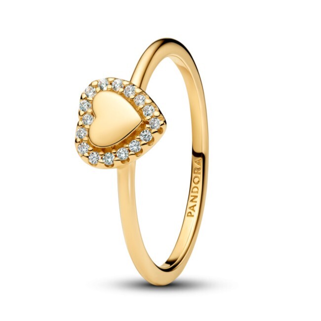 Pandora Romantický pozlacený prsten Srdce s aureolou Shine Timeless 163801C01 50 mm