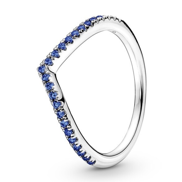 Pandora Moderní stříbrný prsten Třpytivé modré přání Timeless 196316C02 50 mm