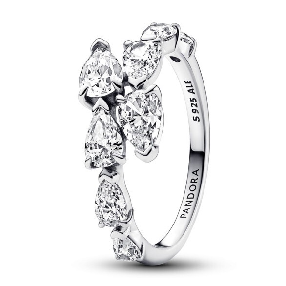 Pandora Třpytivý stříbrný prsten Překrývající se kroužky Timeless 193004C01 50 mm