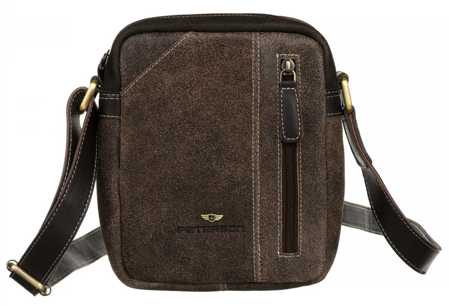 Trendy pánská kožená crossbody taška Peterson Smil, hnědá