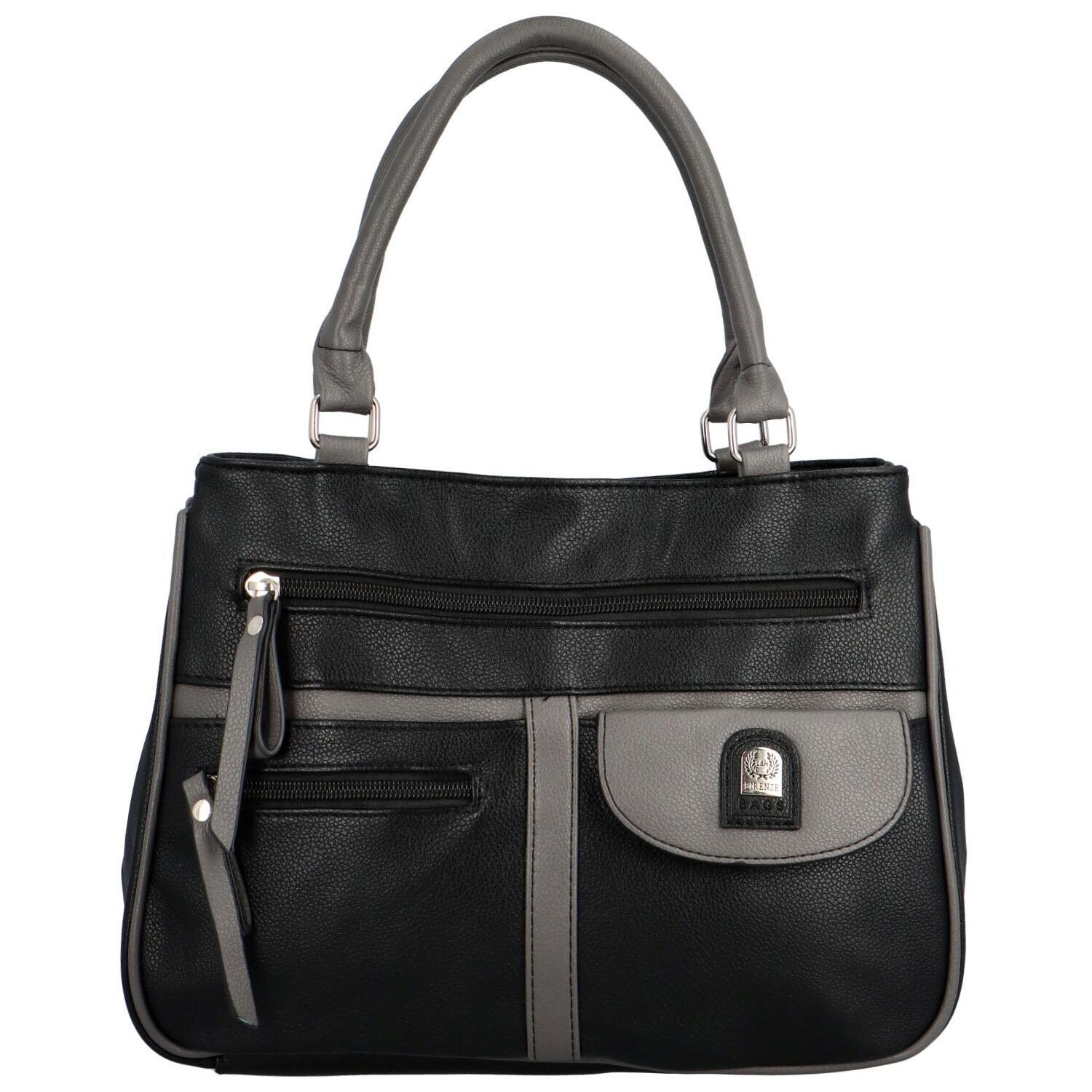 Trendy dámská koženková kabelka do ruky Regina, černo-šedá