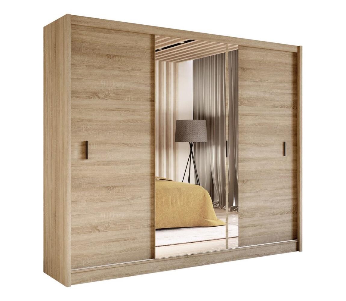 EMS Šatní skříň se zrcadlem SABRINA 250x215 cm dub sonoma