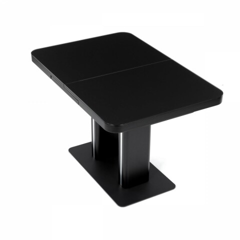 Jídelní rozkládací stůl 120+40x80x75 černý matný lak tvrzené sklo Black Akce, super cena, doprava zdarma Autronic