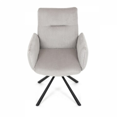 Jídelní židle krémová manšestrová látka, 360° vratný mechanismus černé kovové nohy DCH-D1332 CRM2 Autronic