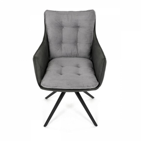 Jídelní židle šedá látka, 360° vratný mechanismus, černý kov DCH-D1345 GREY2 Autronic