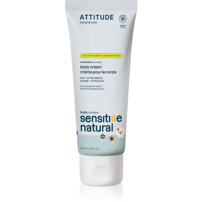 Attitude Sensitive Natural Baby Oatmeal hydratační a zklidňující krém pro citlivou pokožku pro děti 200 ml