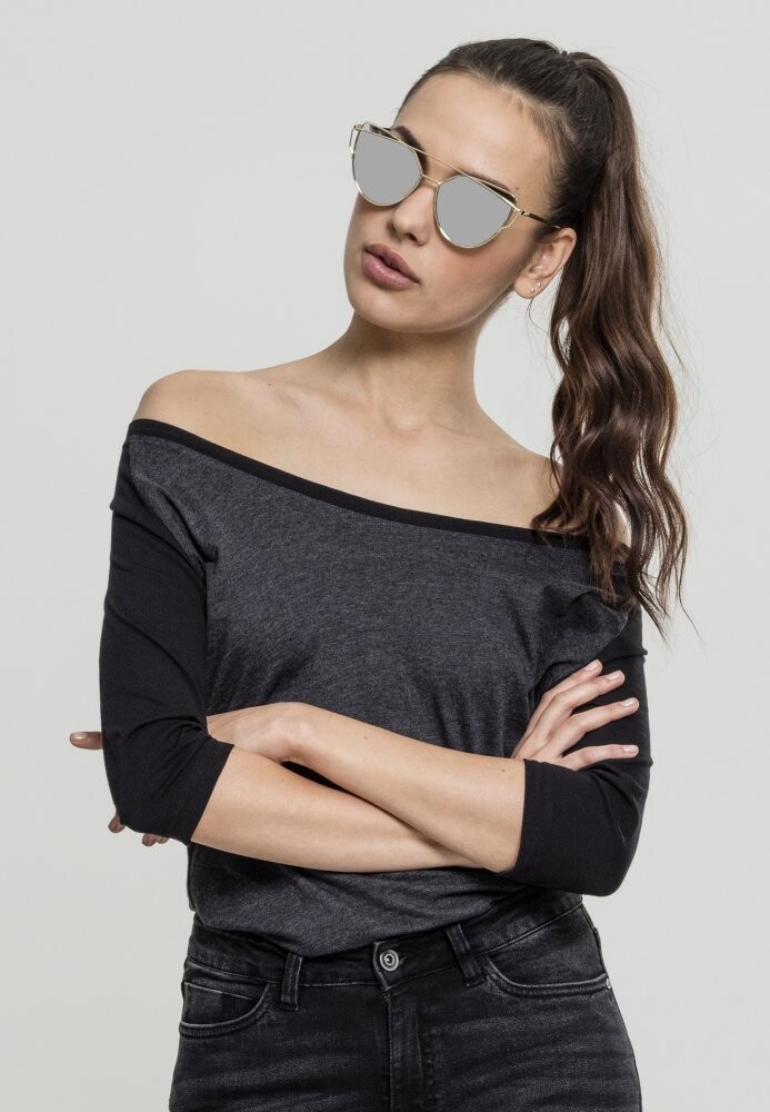 Tričko Urban Classics Ladies 3/4 Contrast Raglan Tee - charcoal/black XL