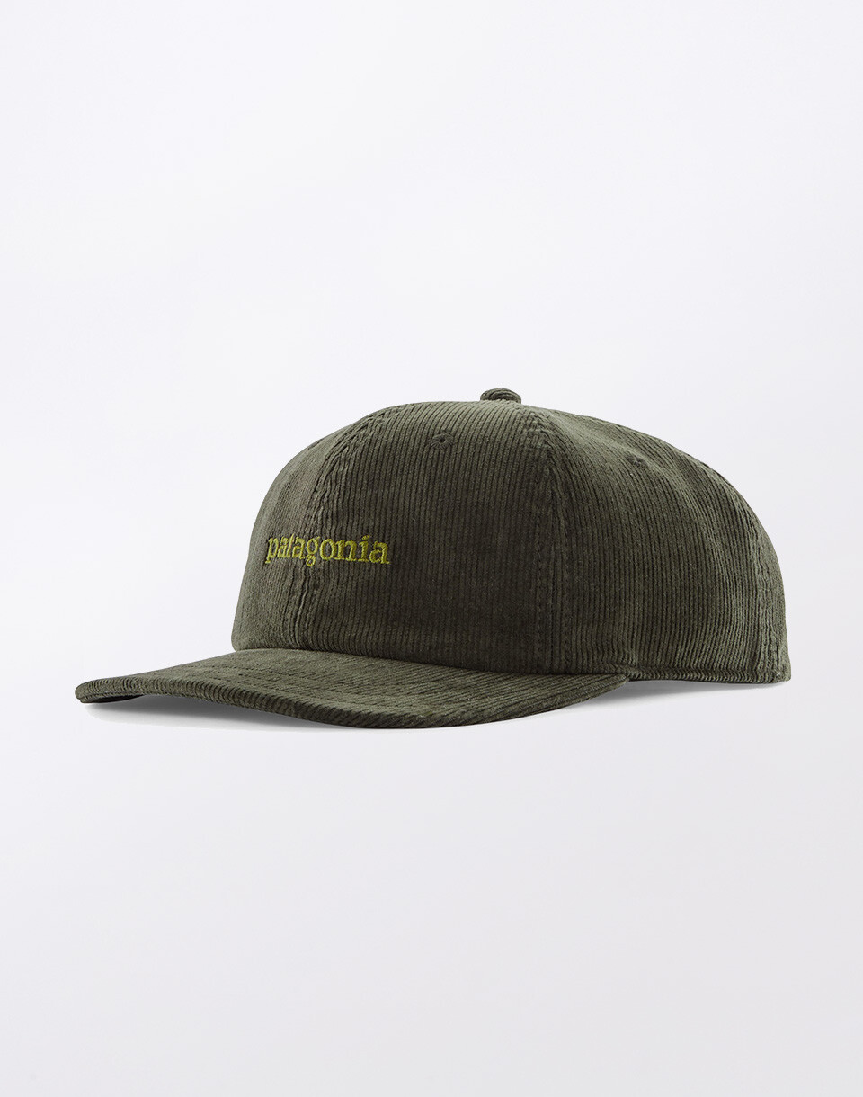 Patagonia Corduroy Cap Text Logo: Old Growth Green