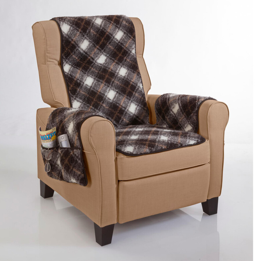 Die moderne Hausfrau Vlněný potah na křeslo, hnědé káro