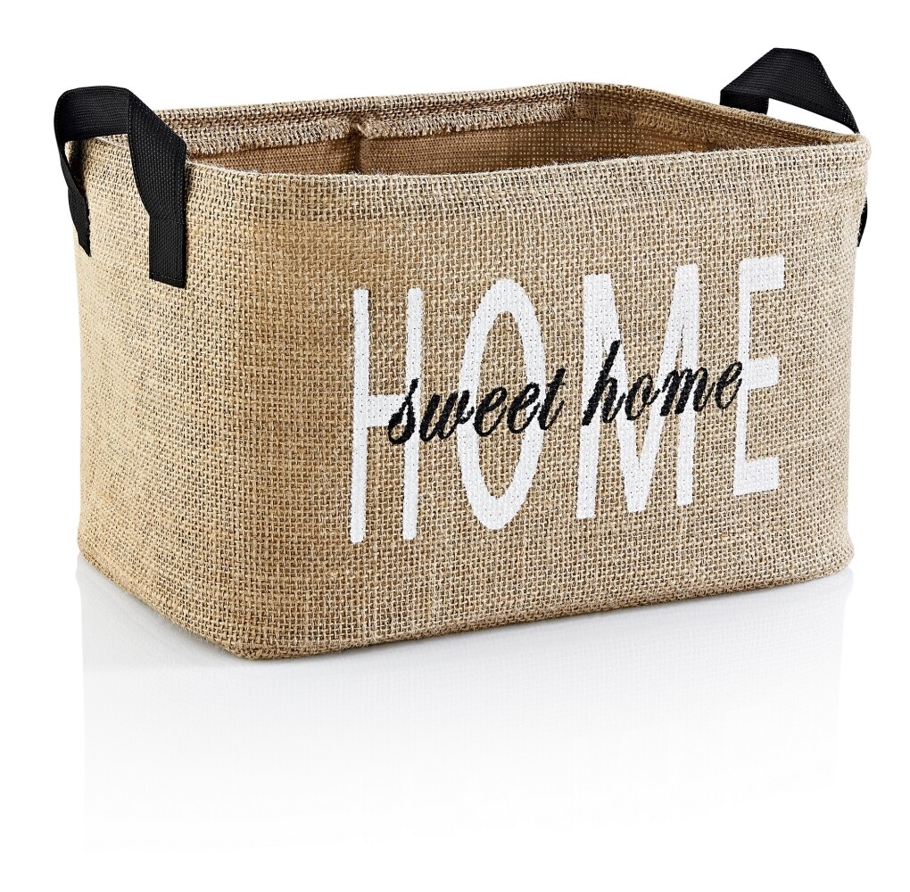 Dekorativní textilní košík, hnědý, 30 x 18 x 22 cm - II. jakost, POUZE OSOBNÍ ODBĚR