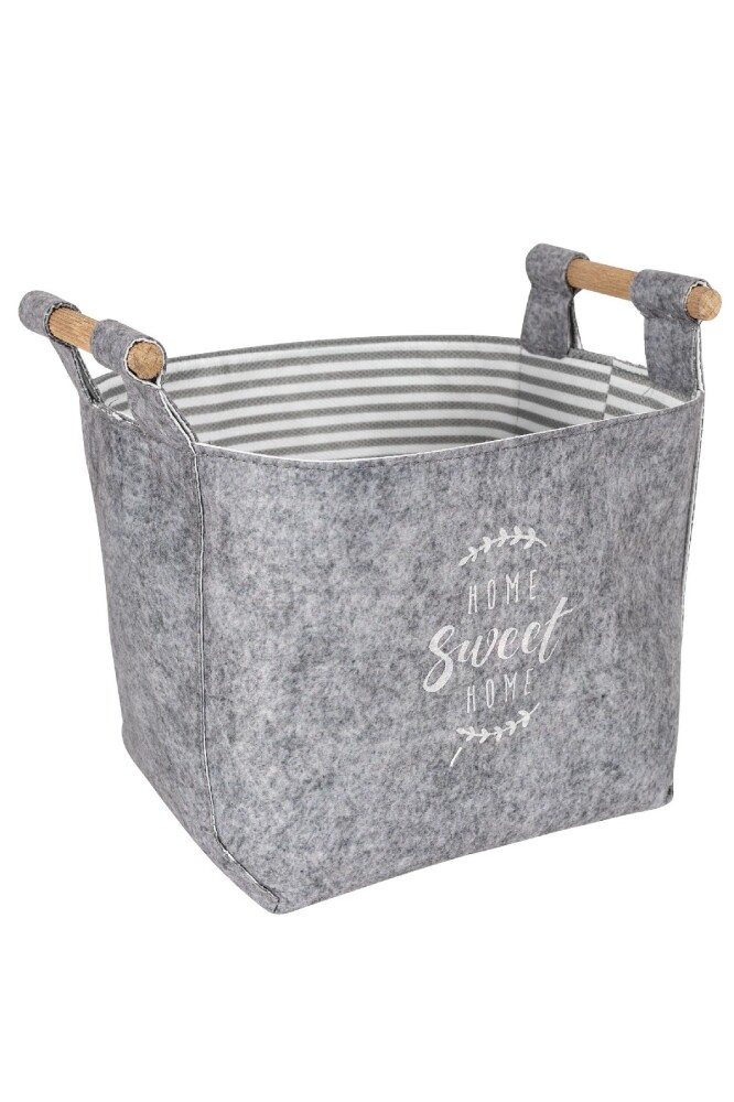 Dekorativní textilní košík, šedý, 15 x 14 x 15 cm - II. jakost, POUZE OSOBNÍ ODBĚR